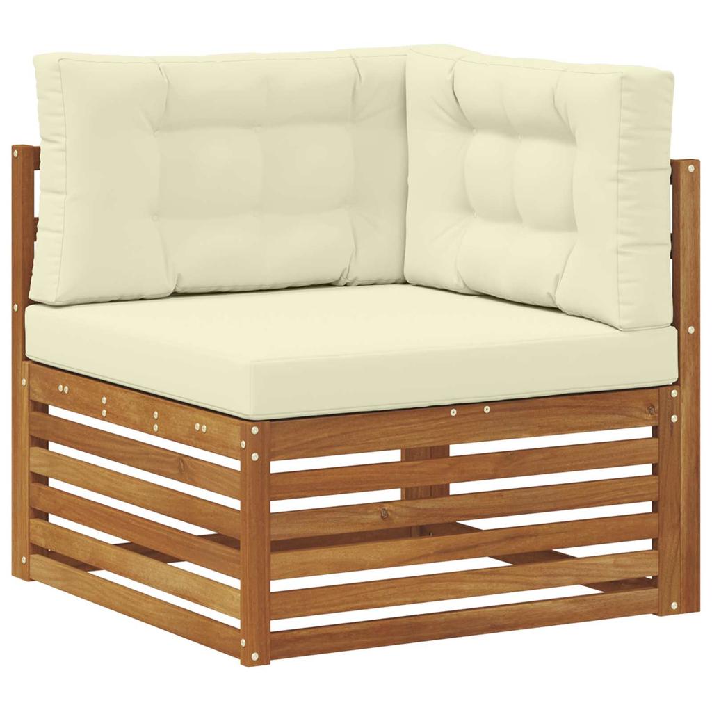 Outdoor Sofa Set 9 pcs Natural and Cream Solid Acacia Wood