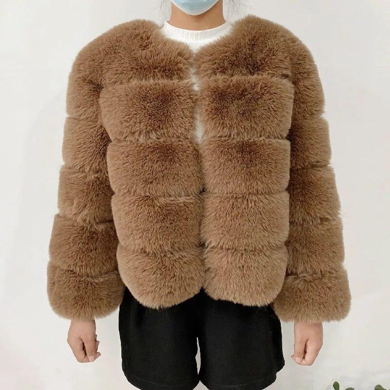 Норковые пальто, женское пальто из искусственного меха, зимнее пушистое короткое пальто, куртка из искусственного меха, женская пушистая мода, роскошный кардиган с круглым вырезом и длинными рукавами, топы, уличная куртка