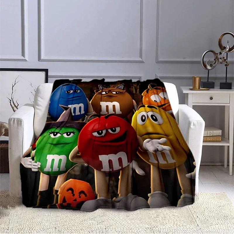 Плюшевое одеяло M&M Bean Chocolate с мультяшным принтом, модное, теплое, для походов, для дома, дивана, постельного белья, детское одеяло в подарок