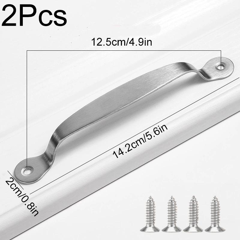 2Pcs/Pack Stainless Steel DIY Garage Silver Handle 4/5/6 Inch Door Lock Furniture Bow-shaped Knob Hardware Pull