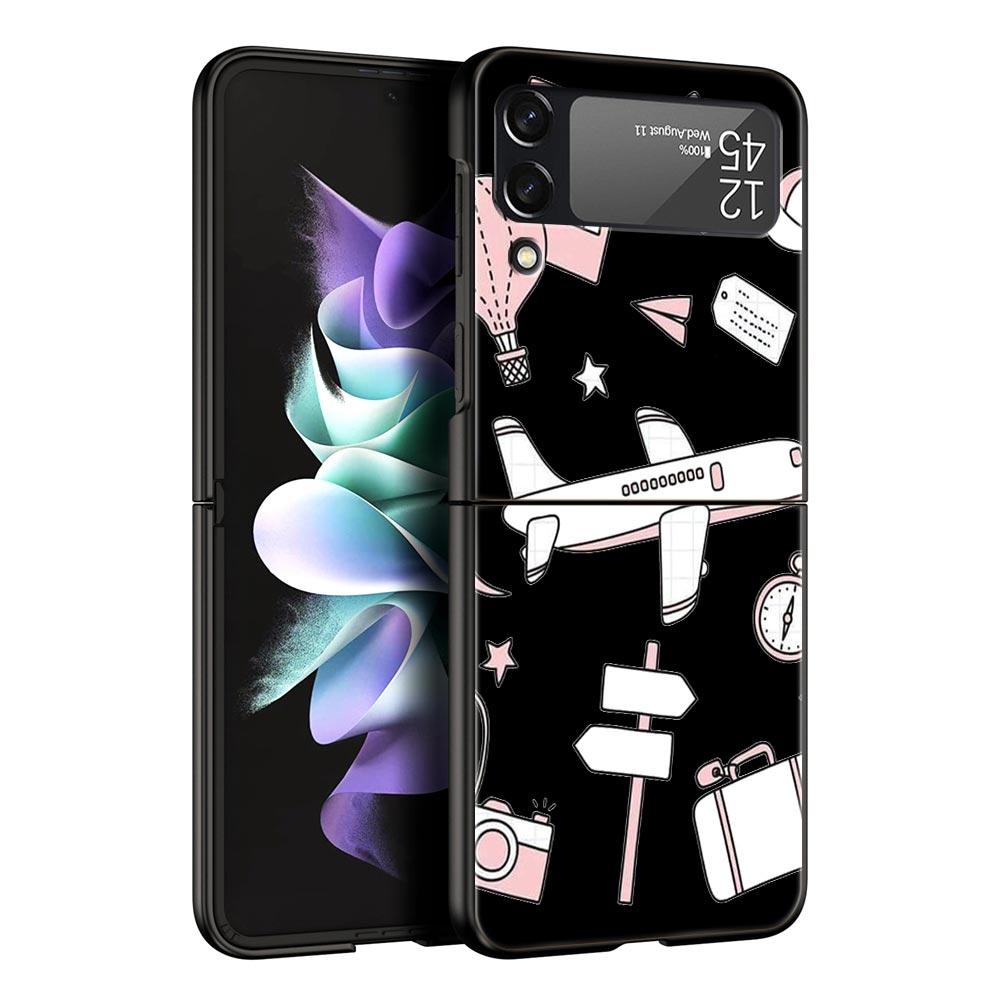 Чехол для телефона Z Flip 4 для Samsung Galaxy Z Flip 3 5G ZFlip3 Flip3 zflip Flip4, черный жесткий чехол для ПК, чехол для самолета с картой мира, дорожный чехол