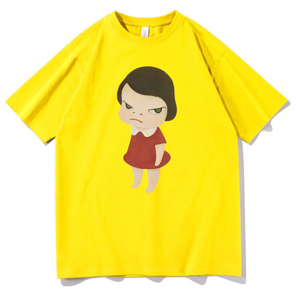 Yoshitomo Nara Red Dress Girl Graphic Print Tshirt  Women Fashion Cartoon Harajuku T-shirts Cute Funny T Shirt
