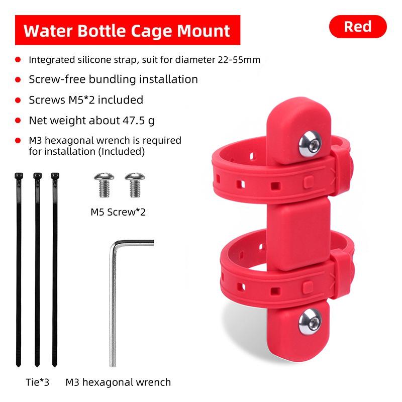 Bicycle Water Bottle Holder Adaptor 5 Colors Silicone Bottle Cage Strap Seatpost Fork Frame Multi Location Mounting Rack Bracket
