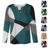 Women's Casual Fashion Vintage Printed Long Sleeve V Neck Sweatshirt Layer Pullover Top