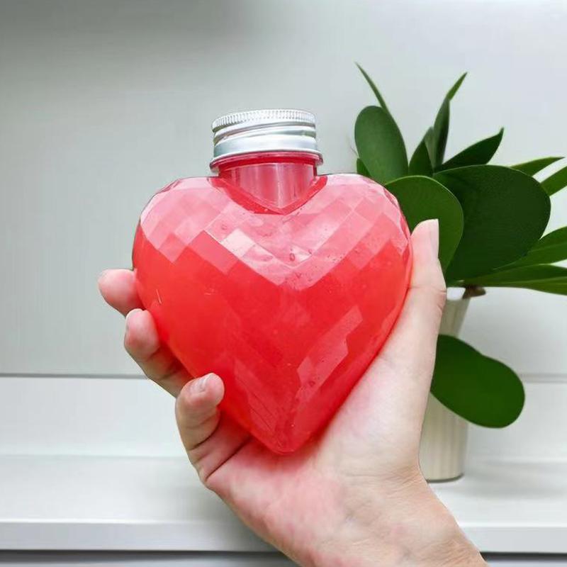 10 шт. 300 мл пластиковые бутылки в форме сердца для хранения напитков контейнеры бутылки для питьевой воды пластиковые бутылки для воды с крышками колпачки