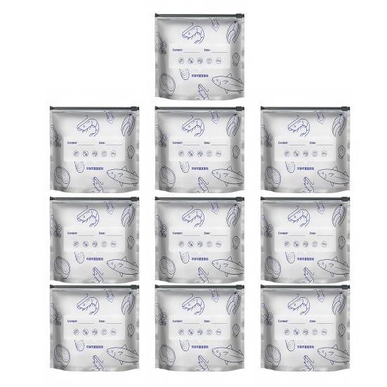 Пакеты из алюминиевой фольги, запечатываемые, герметичные, многоразовые, запечатанные пакеты, стоячие вакуумные пакеты с застежкой-молнией и этикеткой для хранения овощей, фруктов, мяса