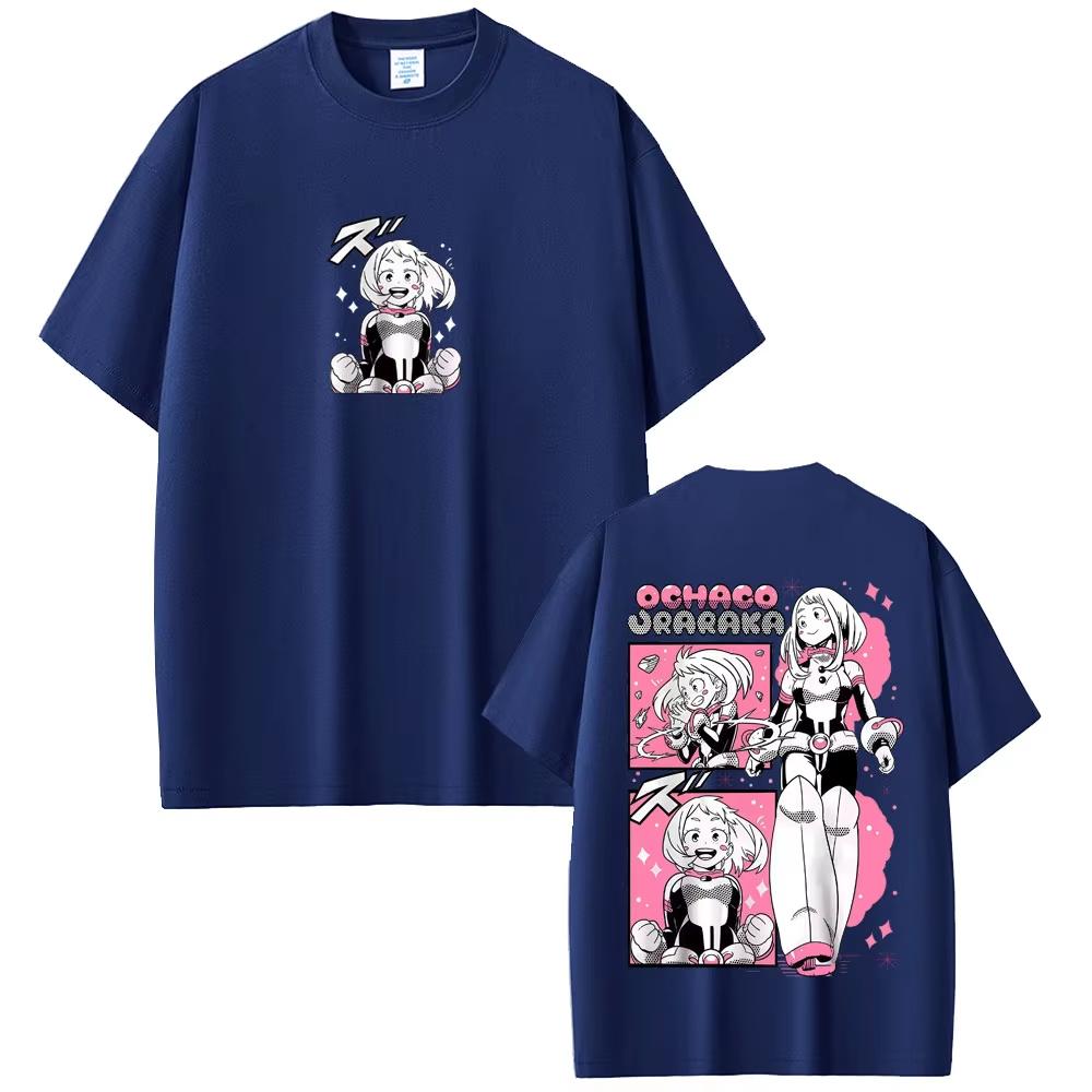 Anime My Hero Academia Print TShirt Cartoon Ochaco Uraraka Graphic T Shirts Unisex Women Clothing Cute Kawaii pure cotton Tshirts