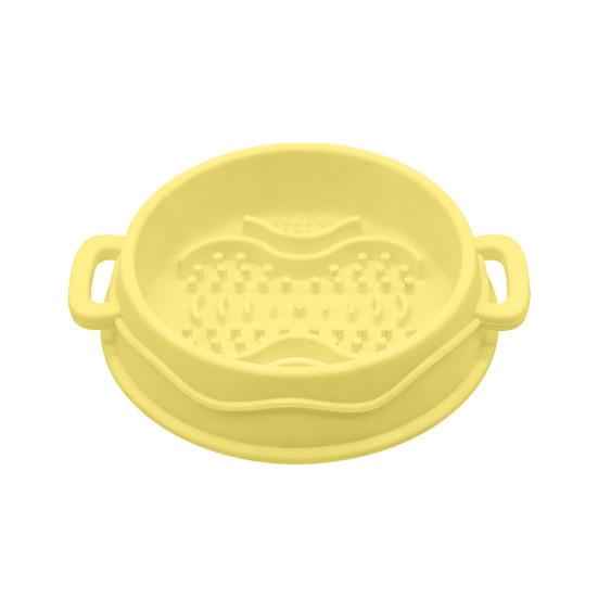 Silicone Pet Slow Feeder Bowl with Dual Handles Suction Cup Anti-Choking Slow Down Eating Food Bowl for Small Medium Large Breed