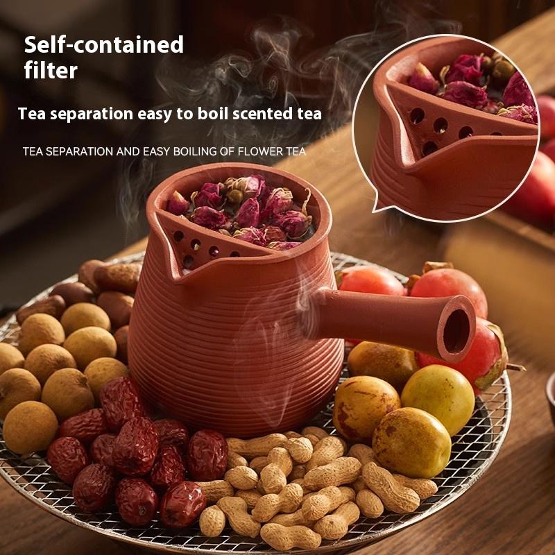 Глиняные горшки Gianxi, керамический чайник для заваривания чая, китайский чайник для заваривания молока, глиняная банка, чайник с решетчатой ручкой