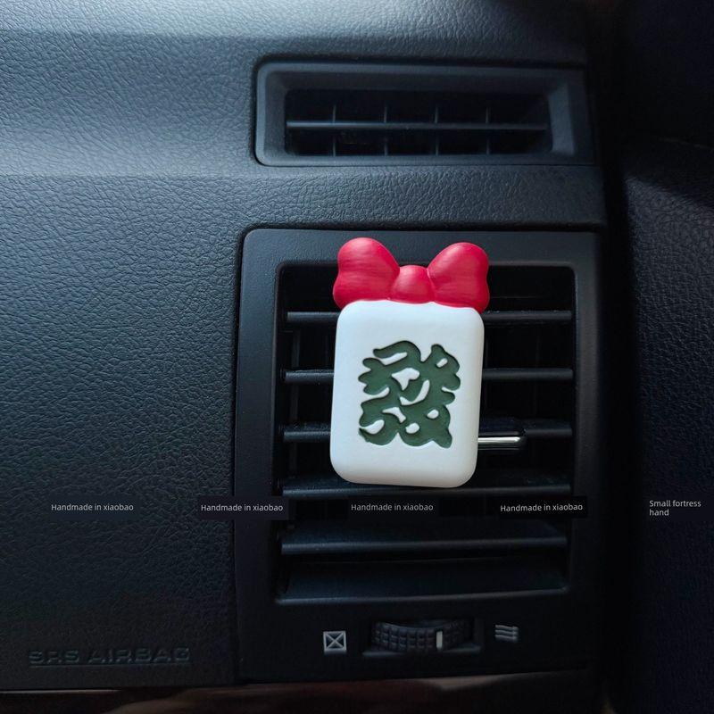 Fortune Bowknot Mahjong Car Air Freshener Car Air Conditioning Vent Diffuser Stone Decoration Car Interior Ornament for Women