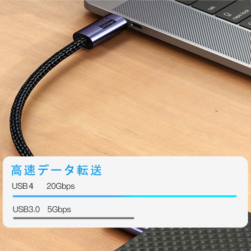 Кабель USB4 Кабель USB Type-C, совместимый с Thunderbolt 3, высокоскоростная передача данных 20 Гбит/с, совместимость с PD, быстрая зарядка 100 Вт, видеовыход 8K/60 Гц, com