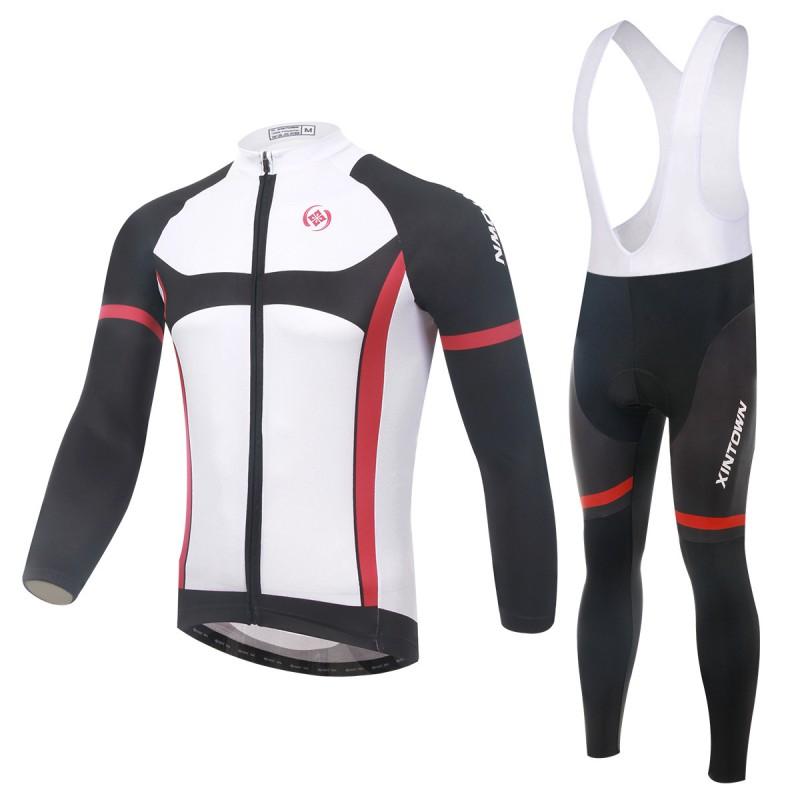 XINTOWN Long Bib Cycling Jersey Set Sleeve Moisture Wicking Quick Dry Bike Wear