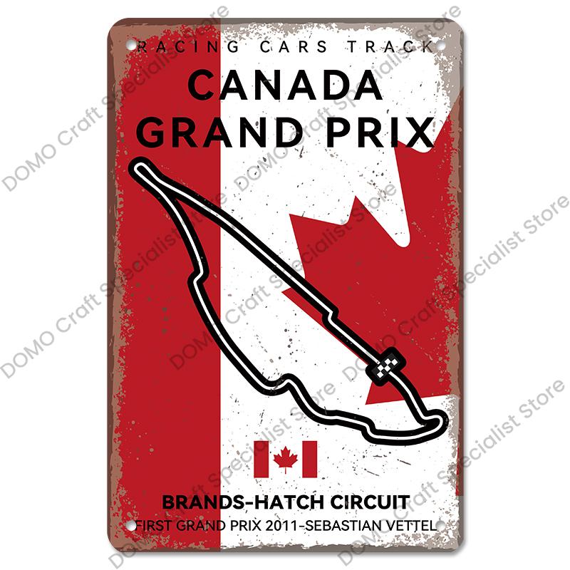 Плакат F1 Racing Circuit, винтажные металлические жестяные знаки, Монако, Испания, США, станция, ретро металлическая доска, гараж, бар, паб, клуб, домашний декор стен