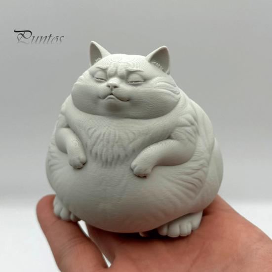 Миниатюрная фигурка толстого кота, Милый ленивый декор для стола и автомобиля с прочным основанием, Украшения для влюбленных, Мини-успокаивающая статуэтка для офиса, 3D-печать