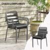 Garden Furniture Set 7-Piece Garden Dining Set with 1 Table and 6 Stackable Chairs in Steel Dark Gray
