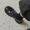 Leather Platform Loafers Women'S One-Pedal Black Single Shoes British Style Small Leather Shoes