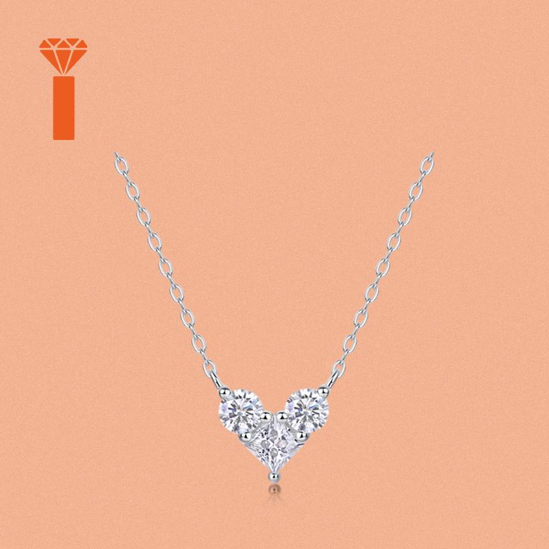 Elegant Heart Shape Prince Cut Moissanite Pendant Necklace 925 Silver Gold Plated Prong Setting Women Jewelry Fashion Necklace