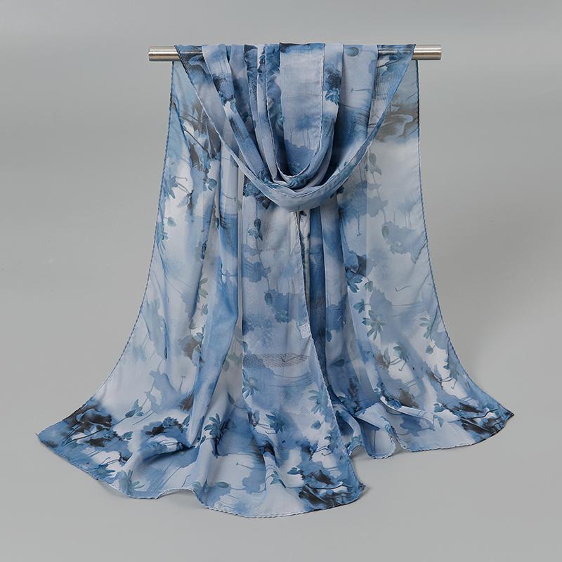 Новые шифоновые шарфы в индийском стиле, женские, дышащие, тонкие, из имитации шелка, женский платок и накидки, женский хиджаб с принтом, шаль