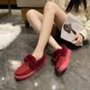 Winter Women's Cotton Flat Shoes Moccasins Femme Warm Plush Loafers Comfy Fur Flats Woman Large Size 35-43 Platform Furry Boots