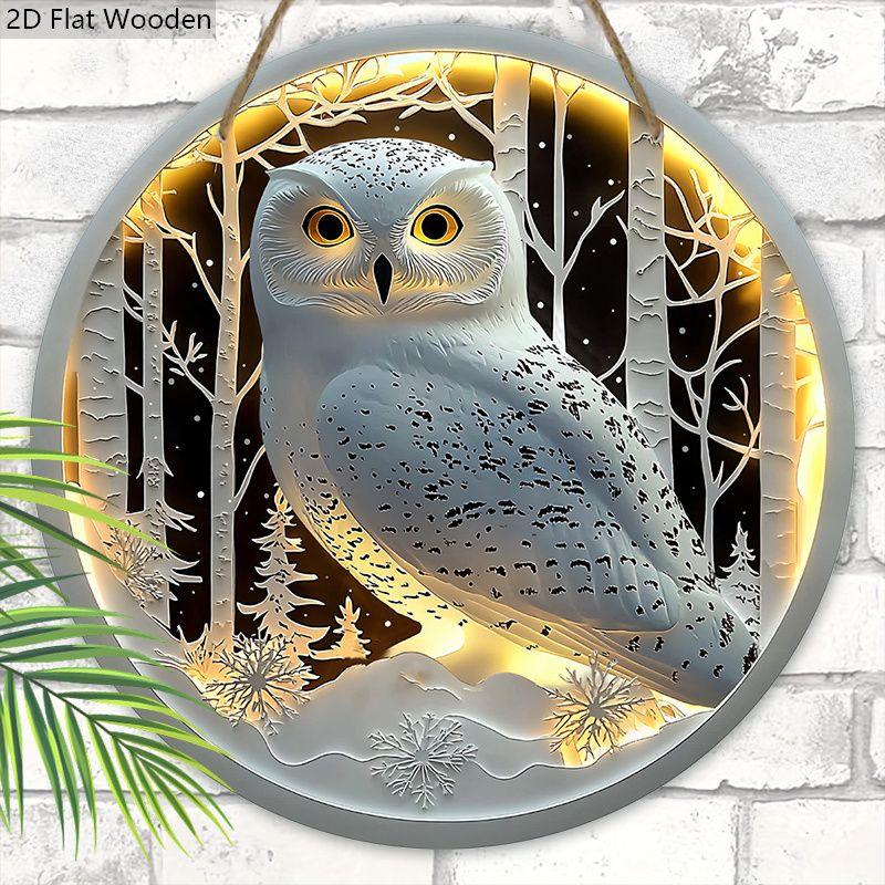 2D плоская деревянная бирка, украшение для стены дома, подарок на новоселье для друзей, узор с белой совой