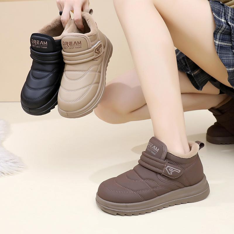 Женские зимние теплые нескользящие ботинки-дутики большого размера на мягкой подошве с меховой подкладкой до щиколотки, нескользящие, для пешего туризма, для активного отдыха, хлопковые ботинки