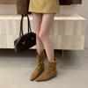 2025 New Pointed Soft Bottom Stacked Pleated Short Thick Heel Hundred Tower Fashion Martin Fashion Women's Short Boots