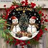 Деревянная приветственная табличка в деревенском стиле на Рождество с узором снеговика - Круглая табличка Navidad для входной двери, настенный декор - Идеальное рождественское украшение