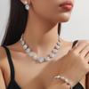 Popular Bridal New Fashion Circle Necklace Earrings Bracelet Three-piece Wedding Suit Women