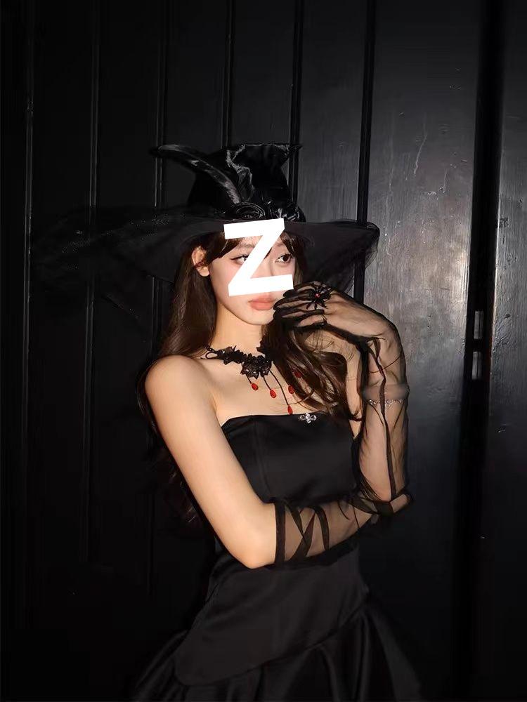 Черная шляпа ведьмы-волшебника Лолиты с вуалью - аксессуар для косплея на Хэллоуин