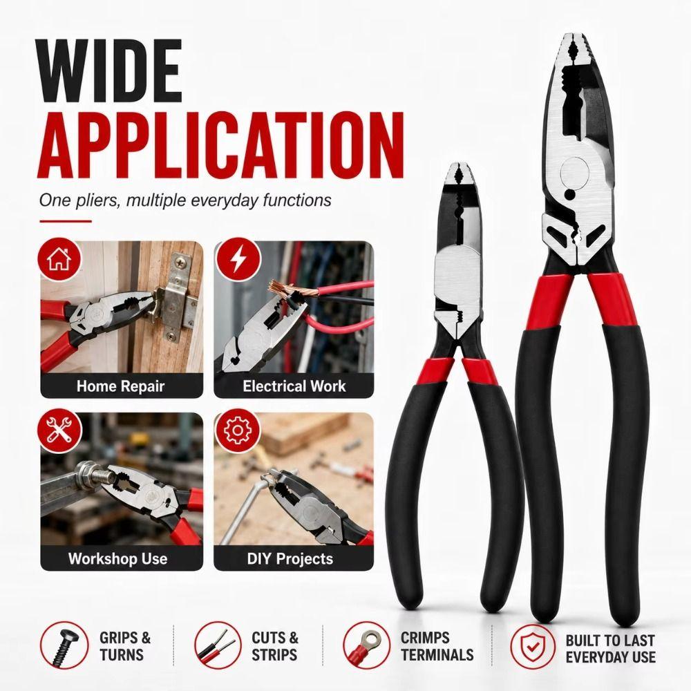 Glue Coated Handle Screw Extractor Pliers Non-Slip Jaws Combination Pliers Home Electrical Repair
