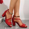 Summer Round-headed Thick-heeled Comfortable Open-toe Sandals Fashionable Temperament Sexy Banquet High-heeled Sandals for Women