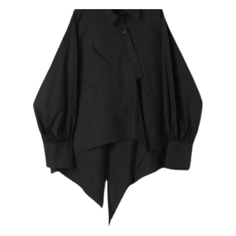 Женская рубашка корейская мода свободная тонкая винтажная блузка с сплошным лацканом длинный рукав простая рубашка пара одежда топы