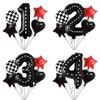 Racing Theme Balloon Bundle Black Textured Aluminum Film Digital Birthday Set Venue Background Arrangement