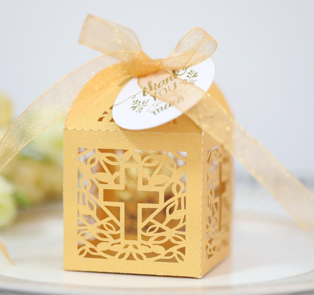 10pcs Crossing Candy Dragee Boxes Angel Gift Box Baby Shower Baptism Birthday First Communion Christening Wedding Decor