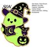 Witch Hat Ghost Pin Halloween Enamel Brooch, Glow-in-the-Dark Cartoon Party Brooch Pin, Holiday Badge for Sweaters Jackets Scarves Decoration