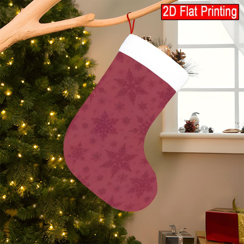 Christmas decoration fireplace hanging stocking 1pc Deep Red Snowflake Socks - Suitable for Christmas Decorati