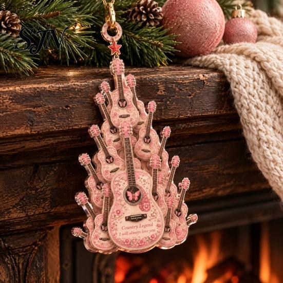 Gift for Country Music Fans Queen of Guitar Acrylic Ornament, Themed Hanging Pendant Lover Ornament Tree Bag Car, Guitarists Keepsake