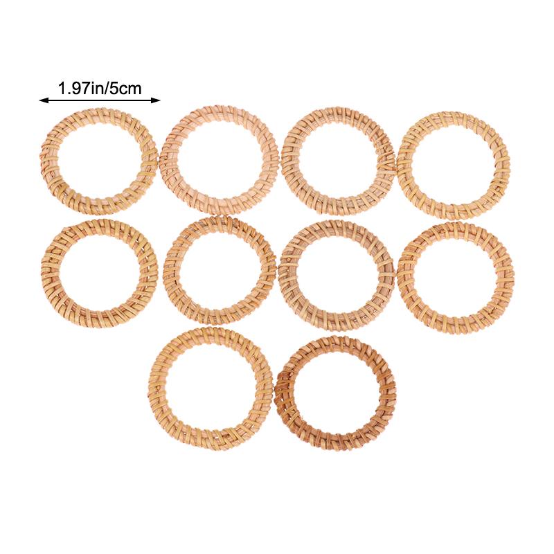 10Pcs Woven Rattan Napkin Rings Rustic Woven Tabletop Holders For Christmas Thanksgiving Home Wedding Party Decor