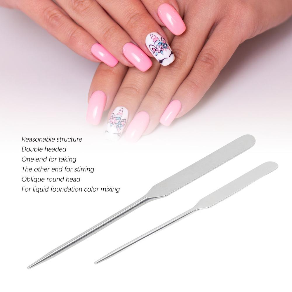 2pcs Set Stainless Steel Foundation Stirrer Stick Nail Art Stirring Rod For Cream Stirring