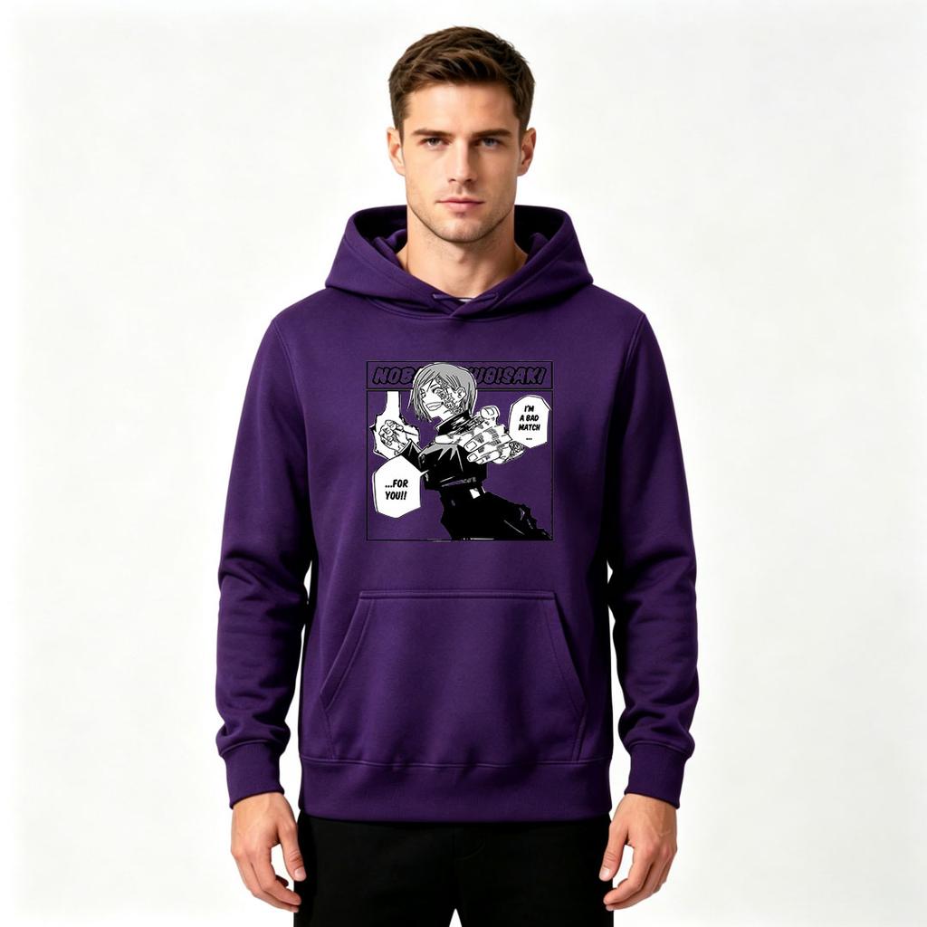 Men's Pullover Hoodie, Anime Character Print Casual Long Sleeve Hooded Sweatshirt for Daily Wear