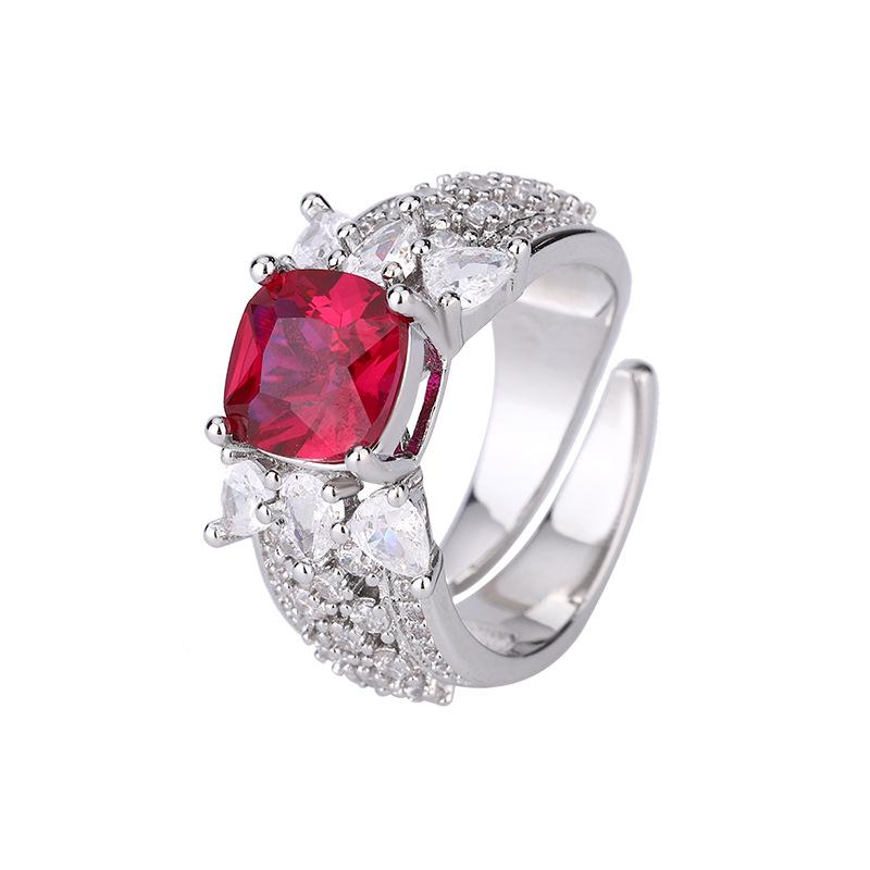 Ювелирное изумрудное кольцо, имитация рубинового кольца, розовое цирконие, кольцо Fat Square 8X8