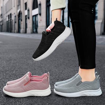 Женские трикотажные сетчатые кроссовки, дышащие кроссовки без застежек, повседневные удобные кроссовки для бега и ходьбы для женщин, легкие туфли-лоферы