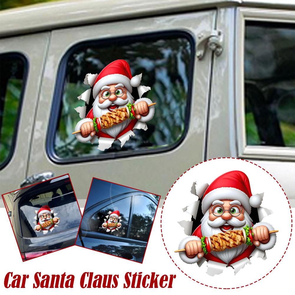 Рождественские наклейки на автомобиль Санта-Клауса и снеговика, водонепроницаемые виниловые наклейки на заднее лобовое стекло автомобиля, украшения для окон и кузова