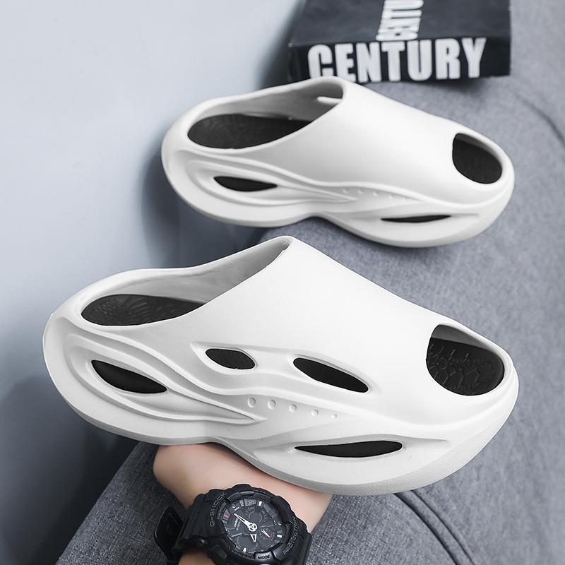 Модные летние мужские модные спортивные тапочки на толстой подошве, противоскользящие, с защитой от запаха, износостойкая мягкая подошва, мужские цельные тапочки