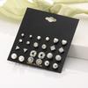 Classic 12Pairs Cubic Zirconia Stud Earrings Set For Women Silver Color Round Heart Crystal Rhinestone Earrings Brinco Jewelry