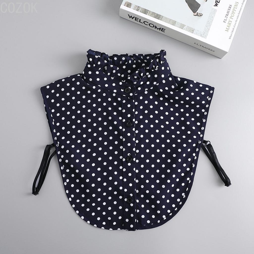 Women's Solid Colour Black White Vertical Small Flip Collar Versatile Shirt Jumper Jumper Fashion Lace False Collar Four Seasons