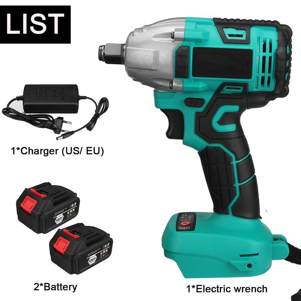 588vf 22800Amh 520N.M Бесщеточный беспроводной электрический ударный гайковерт с крутящим моментом Электроинструменты 2 литий-ионных аккумулятора для аккумулятора Makita 18 В