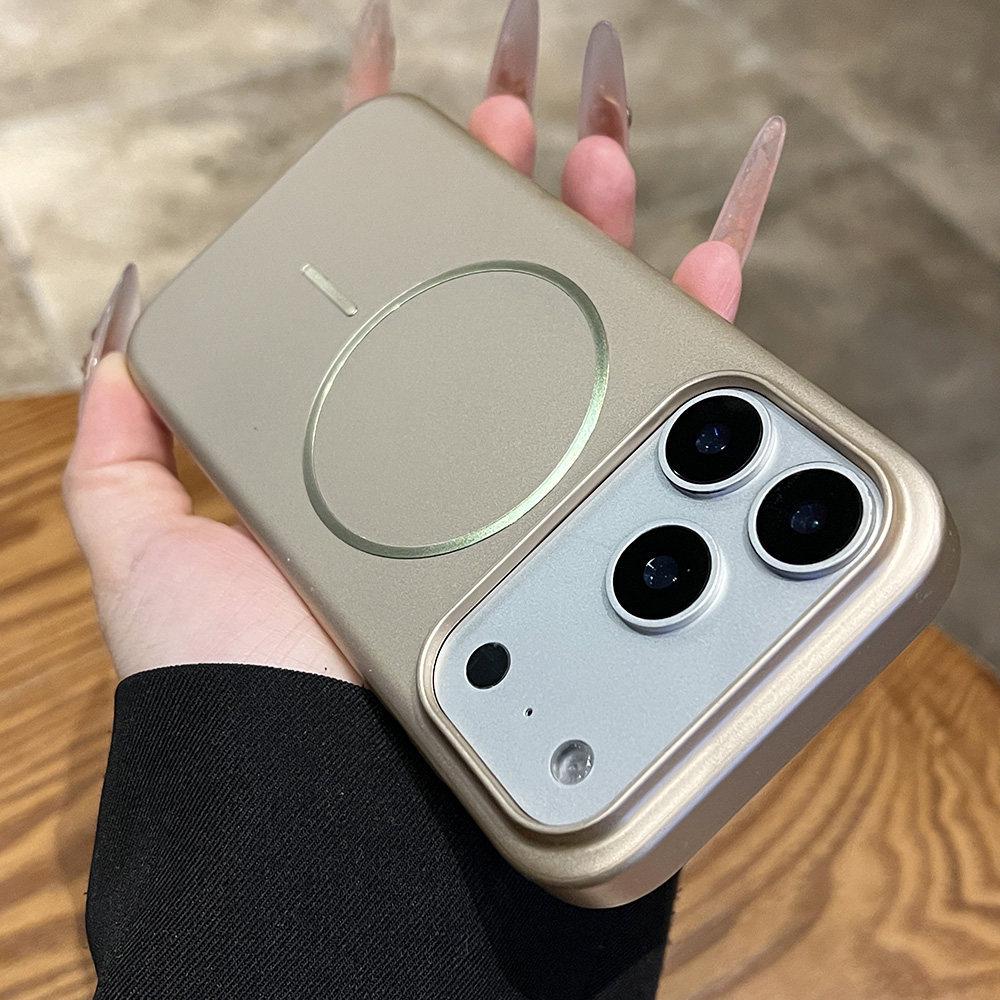 Совместимый магнитный тонкий чехол-кольцо для iPhone 17 Pro Max - Матовый, Металлическое покрытие, Защитная наклейка