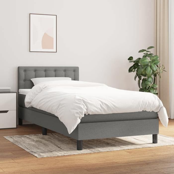 Maison Exclusive - Sommier à lattes de lit avec matelas Gris foncé 100x200cm Tissu