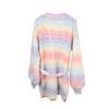 Winter Sweater, Rainbow Tie-dyed Mid-length Loose Cardigan, Women's Knitted Sweater Coat